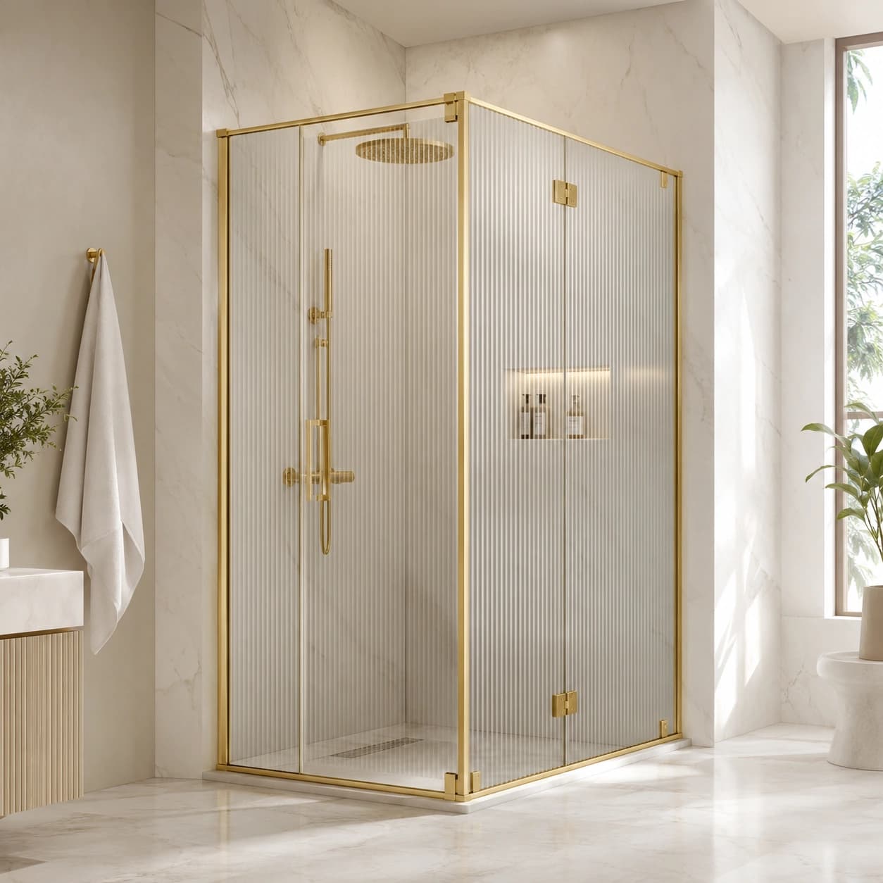 fluted glass shower partition 6