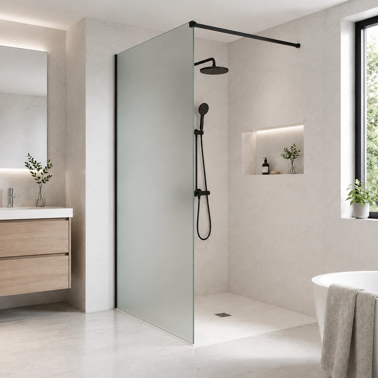 frosted glass shower partition 10