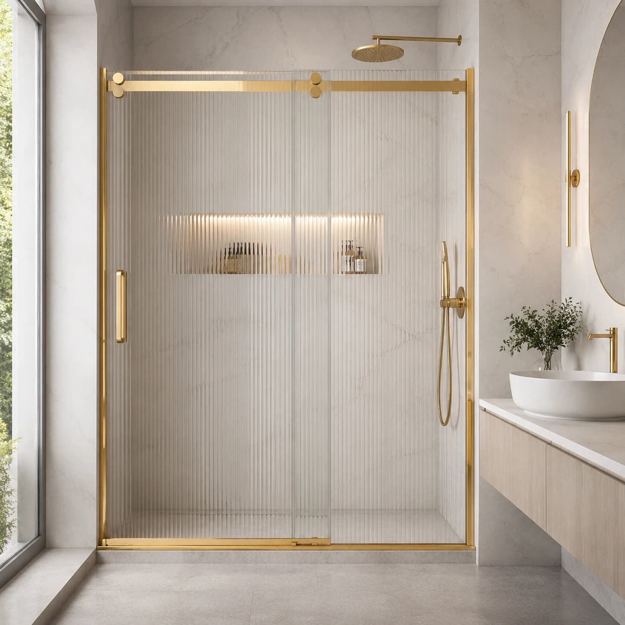 fluted glass shower partition 9