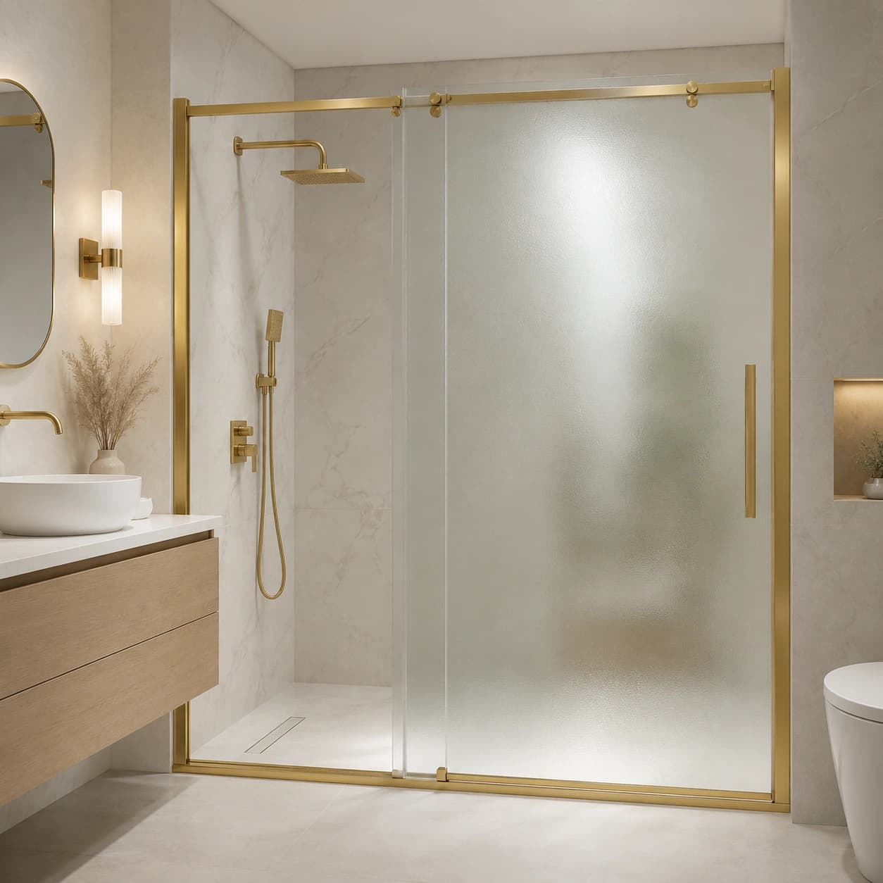 frosted glass shower partition 9