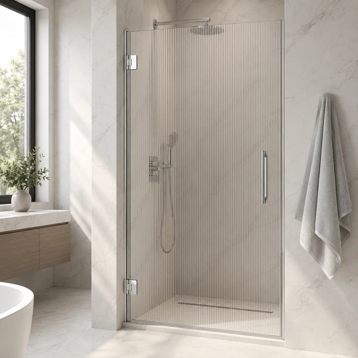 fluted glass shower partition 2