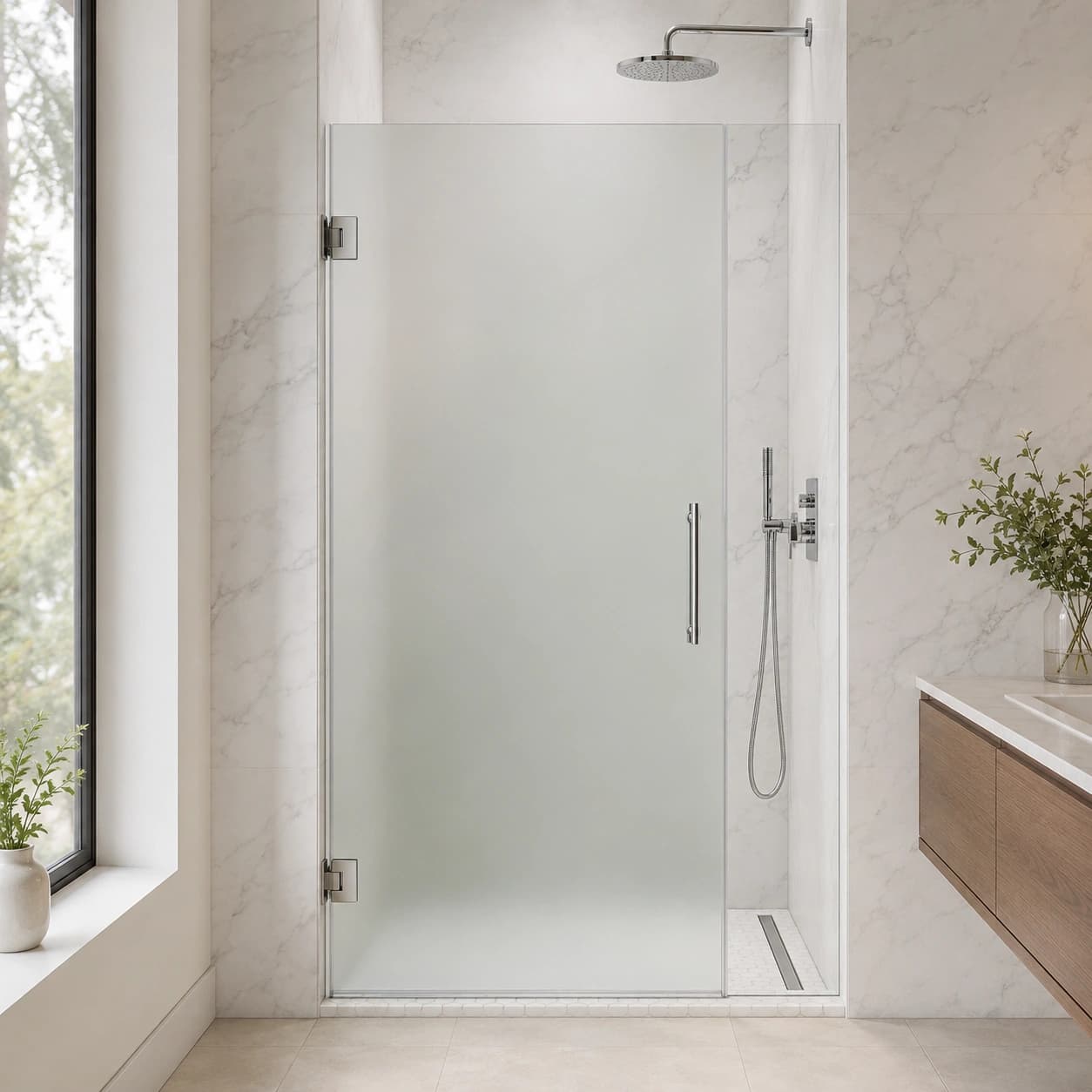 frosted glass shower partition 2