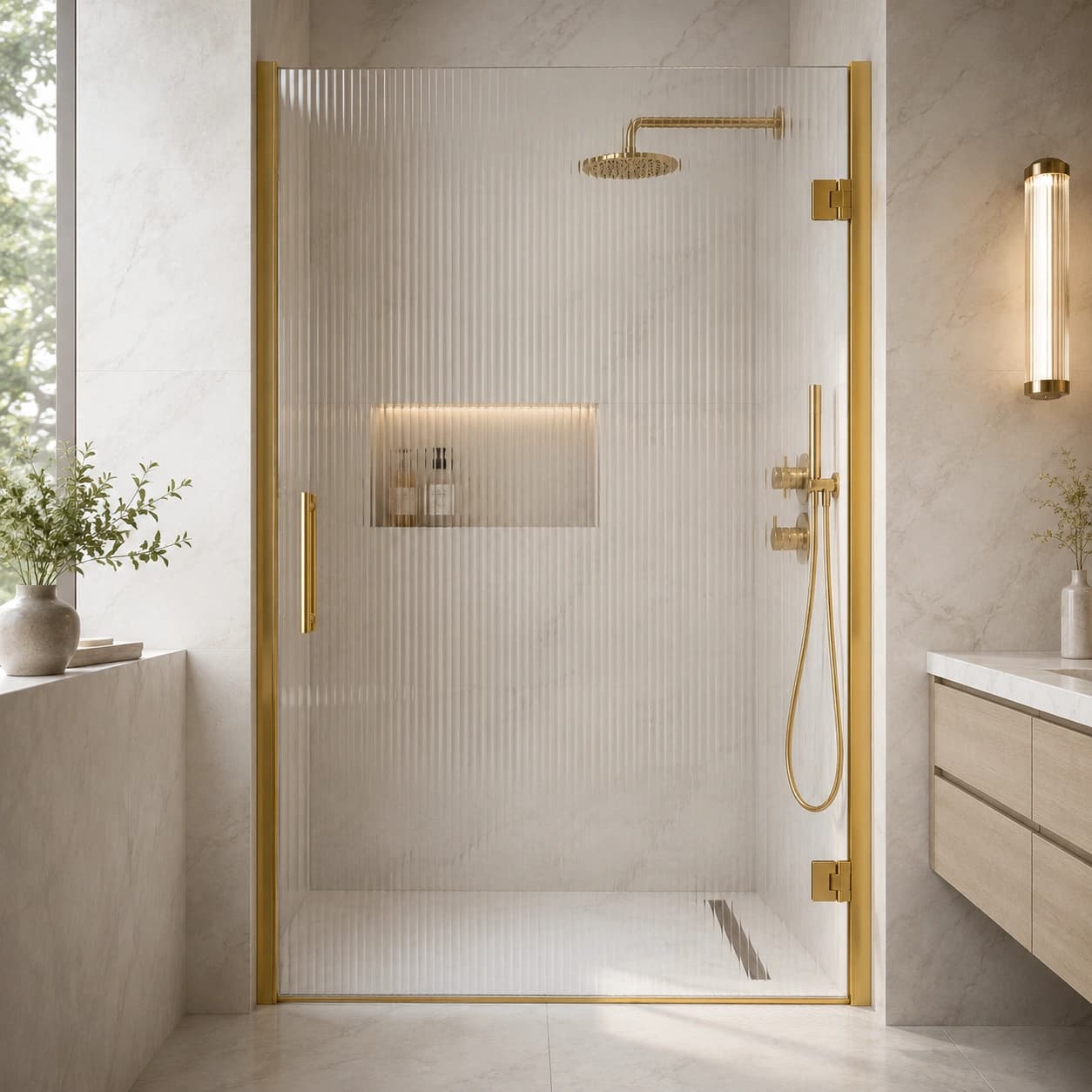 fluted glass shower partition 3