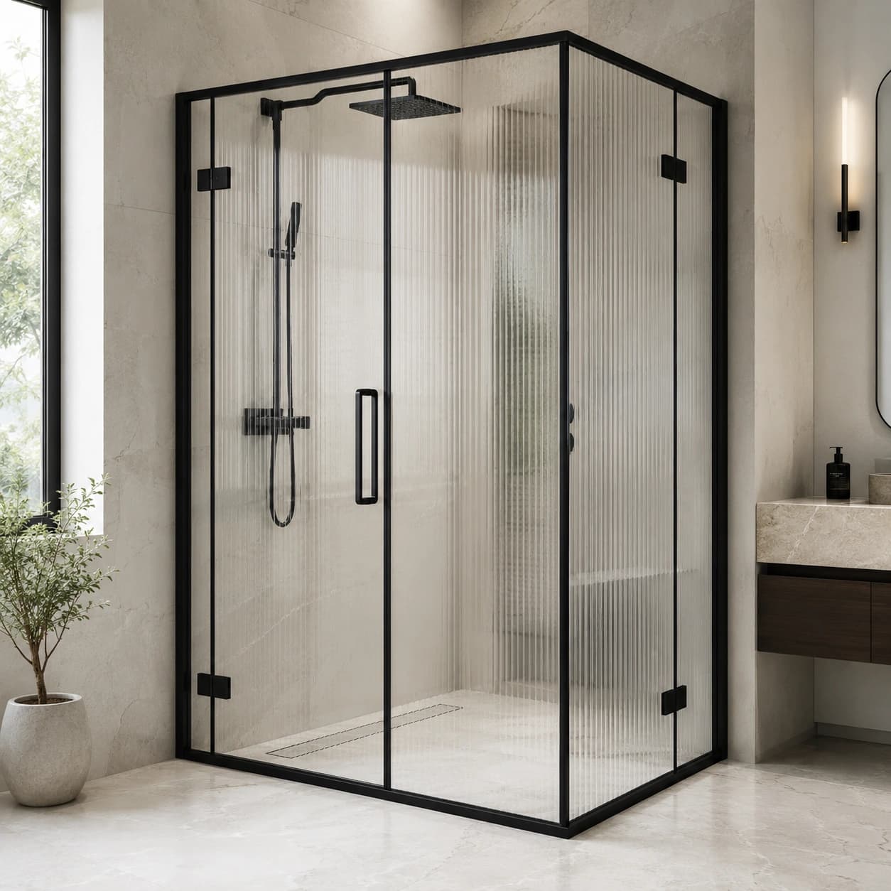 fluted glass shower partition 4