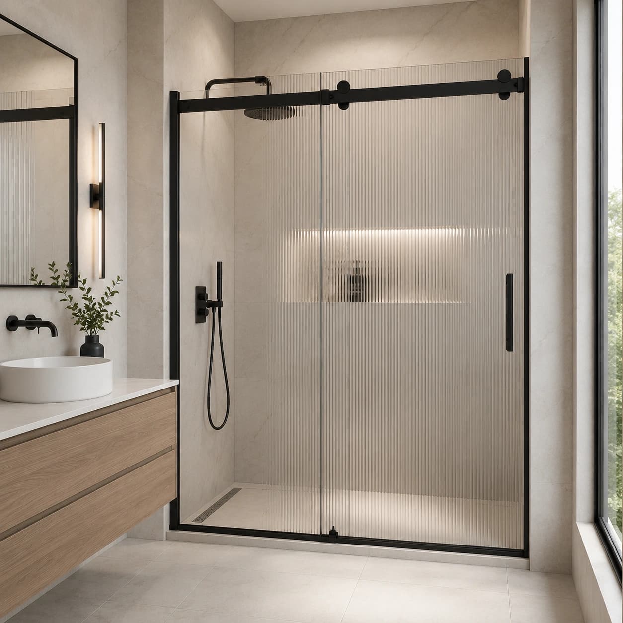 fluted glass shower partition 7